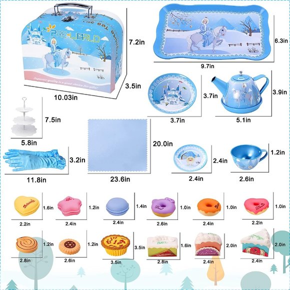 Tea Party Set for Little Girls, 46Pcs Princess Tea Time Toy Including Dessert - Picture 6 of 6